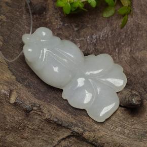21.06 ct White Jadeite Stone, Natural Jadeite in Carved Fish with Hole Shape for Sale