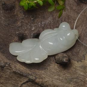 Jadeite Gemstone in 28.8 x 15.8 mm Size for Sale, Jadeite Stone in Grayish White Color