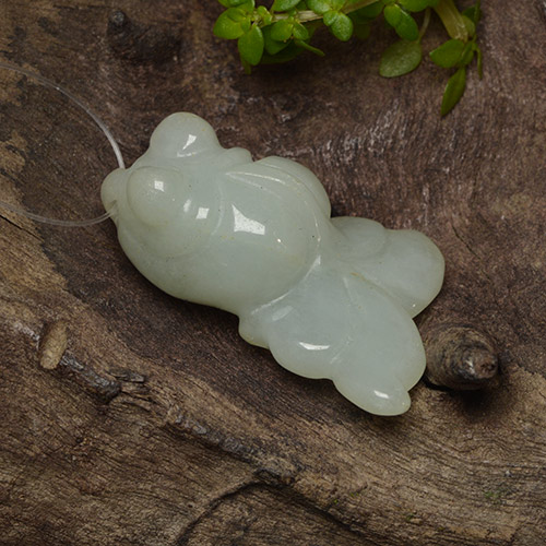 Pale Green Jadeite Gem - 27ct Carved Fish with Hole (ID: 494868)