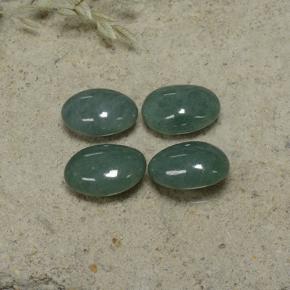 Jadeite Gemstones in 9.8 x 7 mm Size for Sale, Jadeite Stones in Grayish Green Color