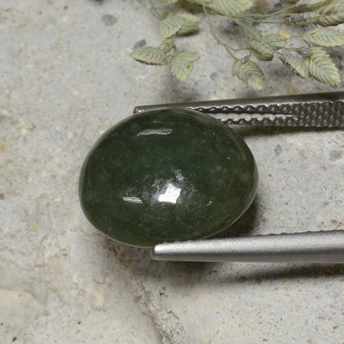Jadeite Gemstone in 12.4 mm Size for Sale, Jadeite Stone in Deep Green Color