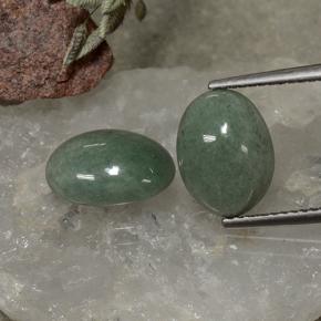 7.22 ctw Green Jadeite Gemstones, Jadeite Gems in Oval Cabochon Shape for Sale.
