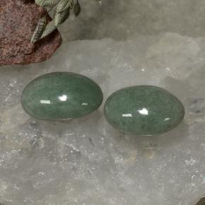 7.22 ctw Green Jadeite Stones, Natural Jadeite in Oval Cabochon Shape for Sale