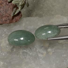 Jadeite Gemstones in 11 x 8.3 mm Size for Sale, Jadeite Stones in Earthy Green Color