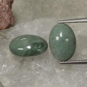 Grayish Green Jadeite Gem - 4ct Oval Cabochon (ID: 496154)