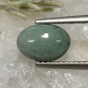 1.77 ct Green Jadeite Stone, Natural Jadeite in Oval Cabochon Shape for Sale