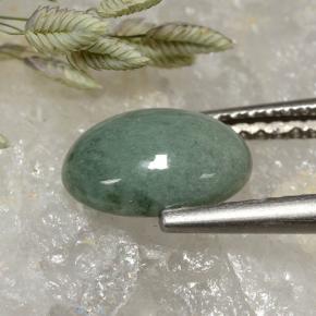 Jadeite Gemstone in 9 x 6.3 mm Size for Sale, Jadeite Stone in Green Color
