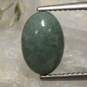 2.99 ct Green Jadeite Gemstone, Jadeite Gem in Oval Cabochon Shape for Sale.