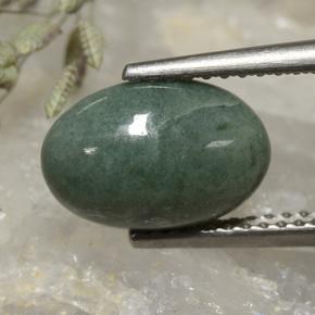2.99 ct Green Jadeite Stone, Natural Jadeite in Oval Cabochon Shape for Sale