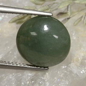 6.91 ct Green Jadeite Stone, Natural Jadeite in Round Cabochon Shape for Sale