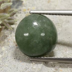 7.25 ct Green Jadeite Stone, Natural Jadeite in Round Cabochon Shape for Sale