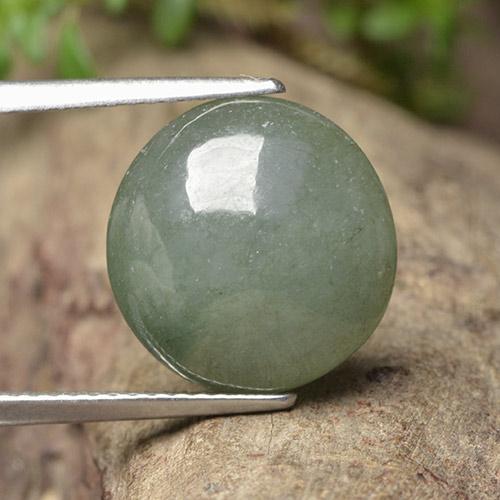 Grayish Moss Green Жадеит Камень - 7.9ct Круглый Кабошон (ID: 496197)