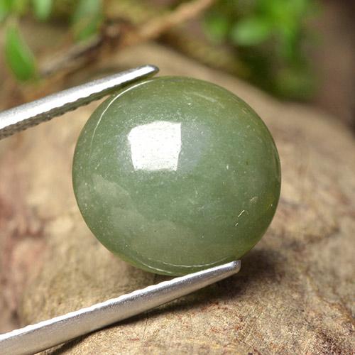 9.18 ct Green Jadeite Stone, Natural Jadeite in Round Cabochon Shape for Sale