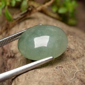 Jadeite Gemstone in 13.6 x 12.6 mm Size for Sale, Jadeite Stone in Medium Light Green Color