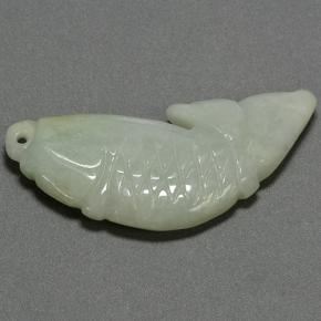 33.14 ct Green Jadeite Gemstone, Jadeite Gem in Carved Fish with Hole Shape for Sale.
