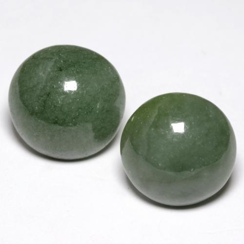 Pale Pine Green Jadeite Gem - 8ct Round Cabochon (ID: 549034)
