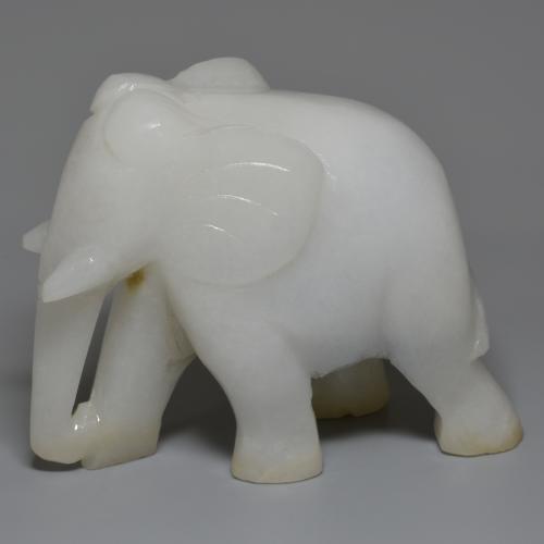 1311.99 ct White Jadeite Gemstone, Jadeite Gem in Carved Elephant Shape for Sale.