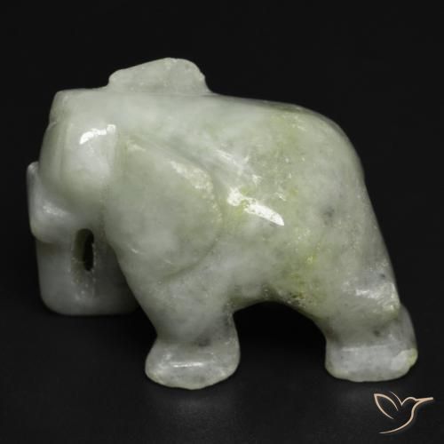 59.96 ct Green Jadeite Stone, Natural Jadeite in Carved Elephant Shape for Sale