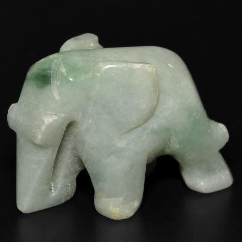Vert mousse léger Jadéite gemme - 68.6ct Éléphant gravé (ID: 581782)