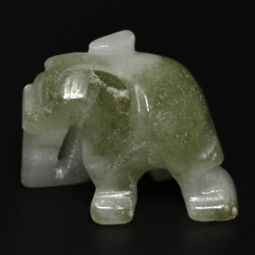 55.46 ct Green Jadeite Stone, Natural Jadeite in Carved Elephant Shape for Sale