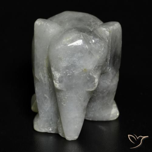 67.48 ct Gray Jadeite Stone, Natural Jadeite in Carved Elephant Shape for Sale