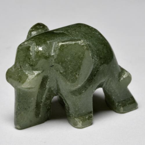 52.61 ct Green Jadeite Gemstone, Jadeite Gem in Carved Elephant Shape for Sale.