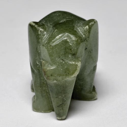 52.61 ct Green Jadeite Stone, Natural Jadeite in Carved Elephant Shape for Sale