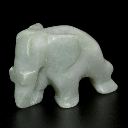 Light Grey Jadeite Gem - 53.8ct Carved Elephant (ID: 582358)