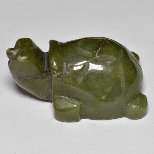 Dark Green Jadeite Gem - 112.6ct Carved Turtle (ID: 582400)