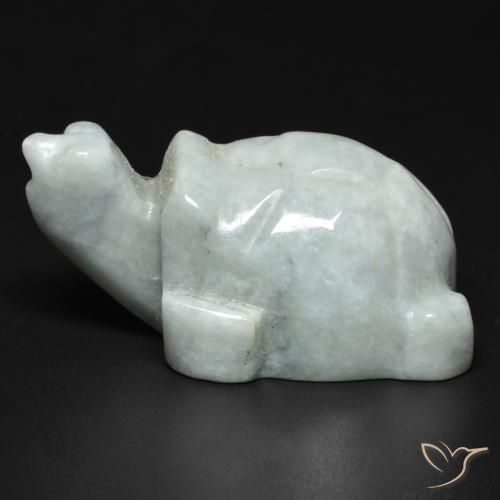 Jadéite Gris carved turtle de Birmanie, 35,5x22,3 mm, poids de 100,51 ct, pierre gemme naturelle Non traité de pureté Opaque , 1 pièce de jadéite, couleur Gris moyen, dureté Mohs de 6 à 6.5, Photo A