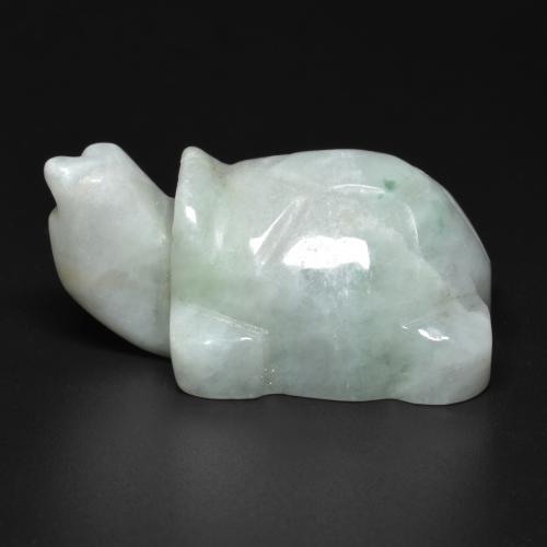 Grayish Green Jadeite Gem - 117.2ct Carved Turtle (ID: 582402)