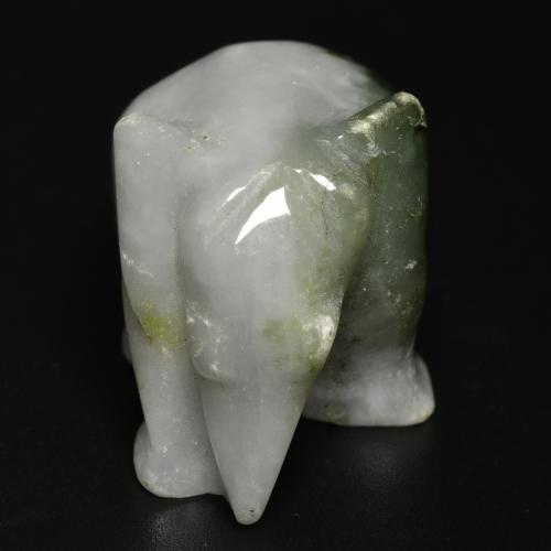 Jadeíta Verde Elefante tallado de 27,1 x 16,1mm de Myanmar, peso de 65.91 ct, piedra preciosa natural No tratado en claridad Opaco, Jadeíta de 1 pieza - Color: Verde militar, dureza Mohs de 6 - 6.5, Photo A