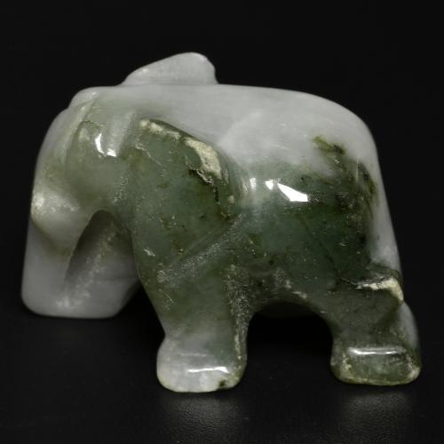 65.91 ct Green Jadeite Stone, Natural Jadeite in Carved Elephant Shape for Sale