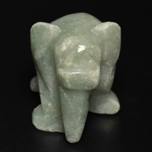 55.46 ct Green Jadeite Gemstone, Jadeite Gem in Carved Elephant Shape for Sale.