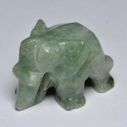 64.40 ct Green Jadeite Gemstone, Jadeite Gem in Carved Elephant Shape for Sale.