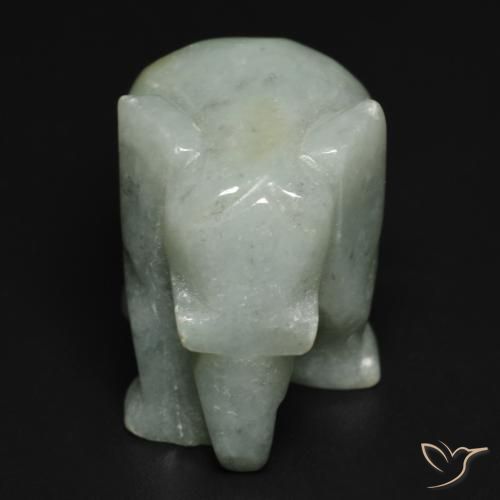 59.48 ct Green Jadeite Stone, Natural Jadeite in Carved Elephant Shape for Sale
