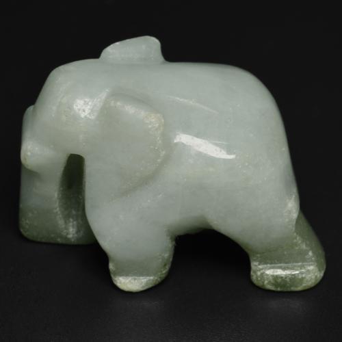 68.64 ct Green Jadeite Stone, Natural Jadeite in Carved Elephant Shape for Sale