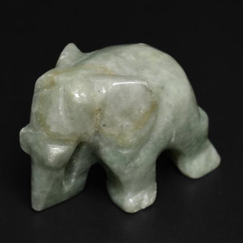 64.53 ct Green Jadeite Gemstone, Jadeite Gem in Carved Elephant Shape for Sale.
