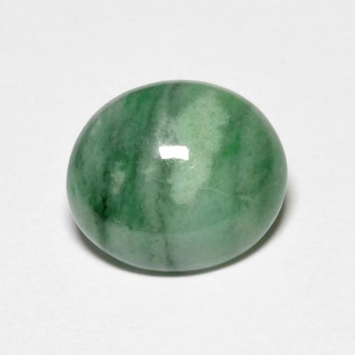 3.97 ct Green Jadeite Gemstone, Jadeite Gem in Oval Cabochon Shape for Sale.