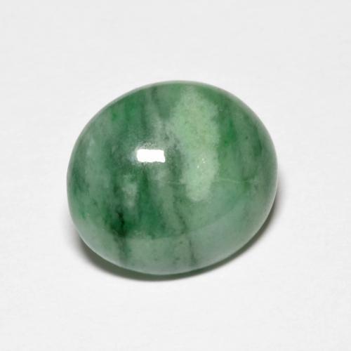 3.97 ct Green Jadeite Stone, Natural Jadeite in Oval Cabochon Shape for Sale
