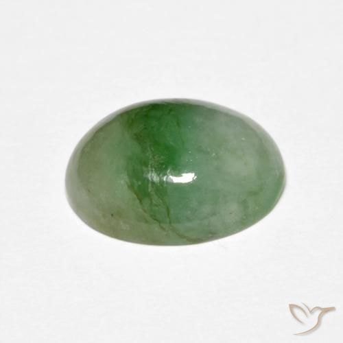 Jadeite Gemstone in 12.6 x 10 mm Size for Sale, Jadeite Stone in Sage Green Color