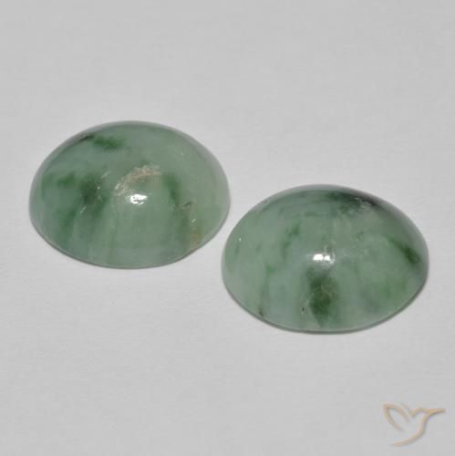 Jadeite Gemstones in 12 x 10 mm (calibrated) Size for Sale, Jadeite Stones in Pale Forest Green Color
