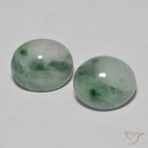 9.78 ctw Green Jadeite Stones, Natural Jadeite in Oval Cabochon Shape for Sale