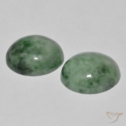 Jadeite Gemstones in 12 x 10 mm (calibrated) Size for Sale, Jadeite Stones in Pale Forest Green Color