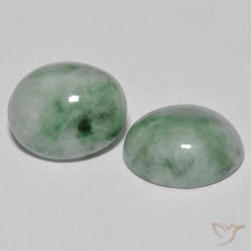 9.60 ctw Green Jadeite Stones, Natural Jadeite in Oval Cabochon Shape for Sale