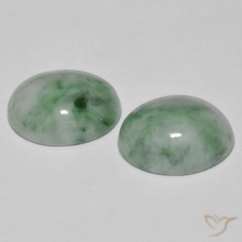 Jadeite Gemstones in 12 x 10 mm (calibrated) Size for Sale, Jadeite Stones in Grayish Green Color