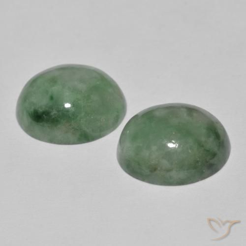 Jadeite Gemstones in 12 x 10 mm (calibrated) Size for Sale, Jadeite Stones in Grayish Green Color