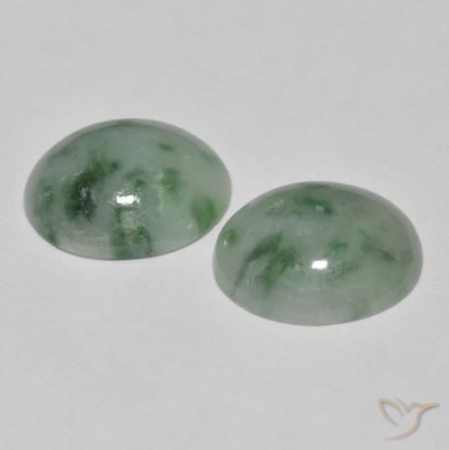 Jadeite Gemstones in 12 x 10 mm (calibrated) Size for Sale, Jadeite Stones in Grayish Green Color