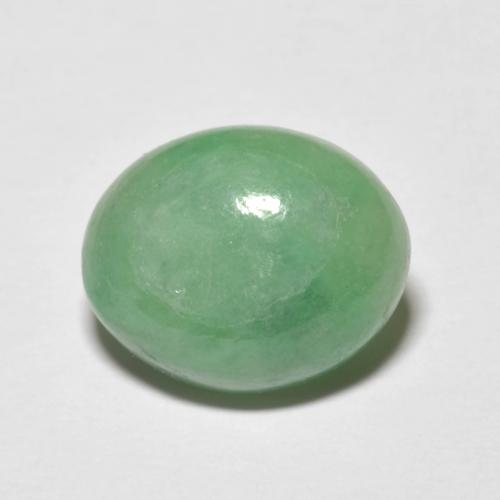 5.09 ct Green Jadeite Gemstone, Jadeite Gem in Oval Cabochon Shape for Sale.