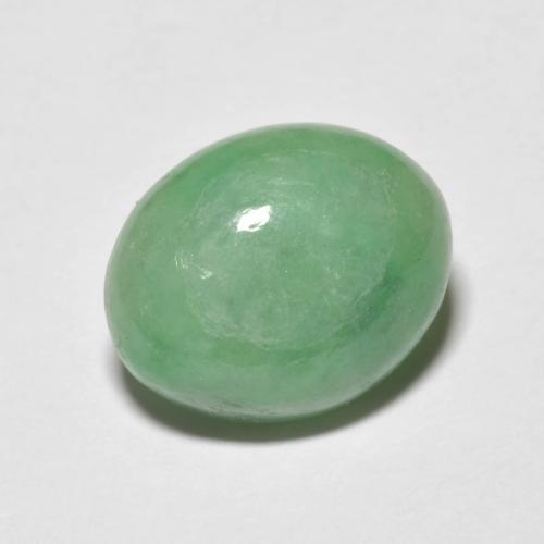 5.09 ct Green Jadeite Stone, Natural Jadeite in Oval Cabochon Shape for Sale